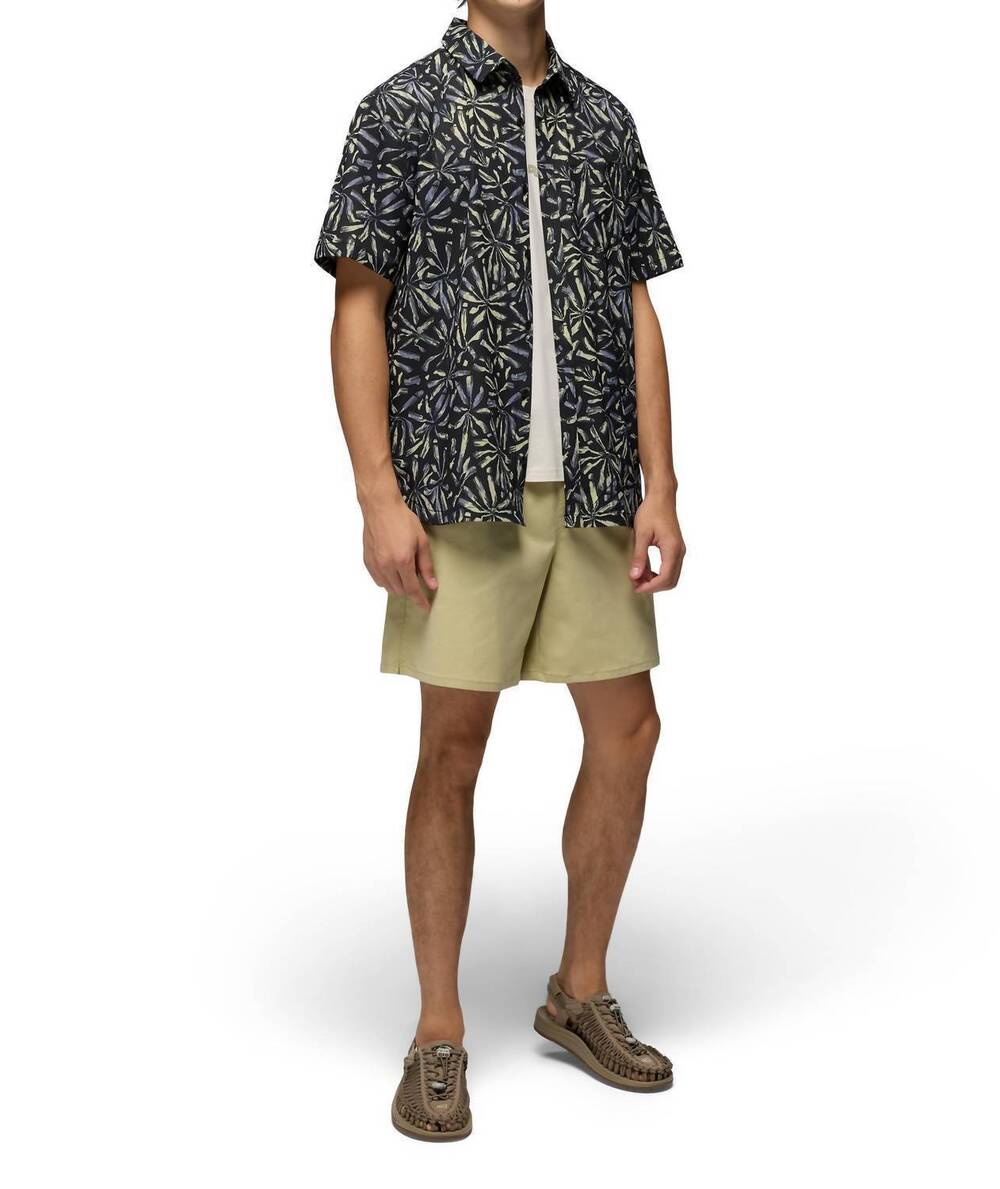 NEW PRANA hybridizer short sleeve shirt in black grounded
